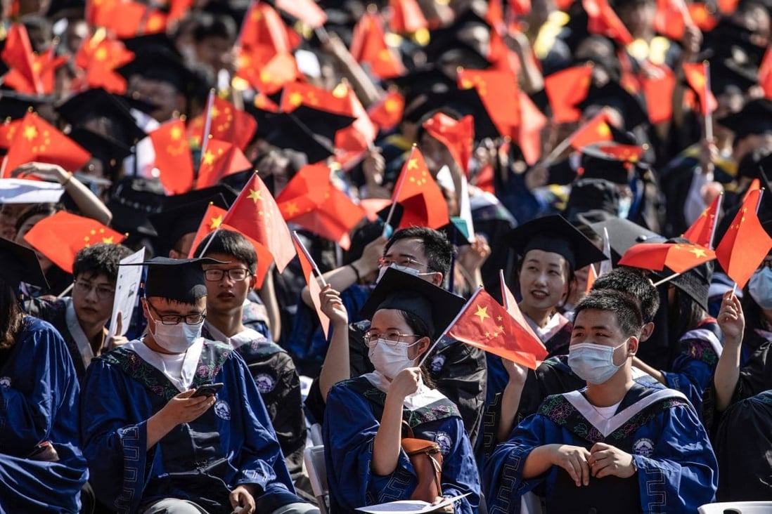 Graduates of a university in Wuhan, China attend a graduation ceremony on Friday. Photo: STR/AFP