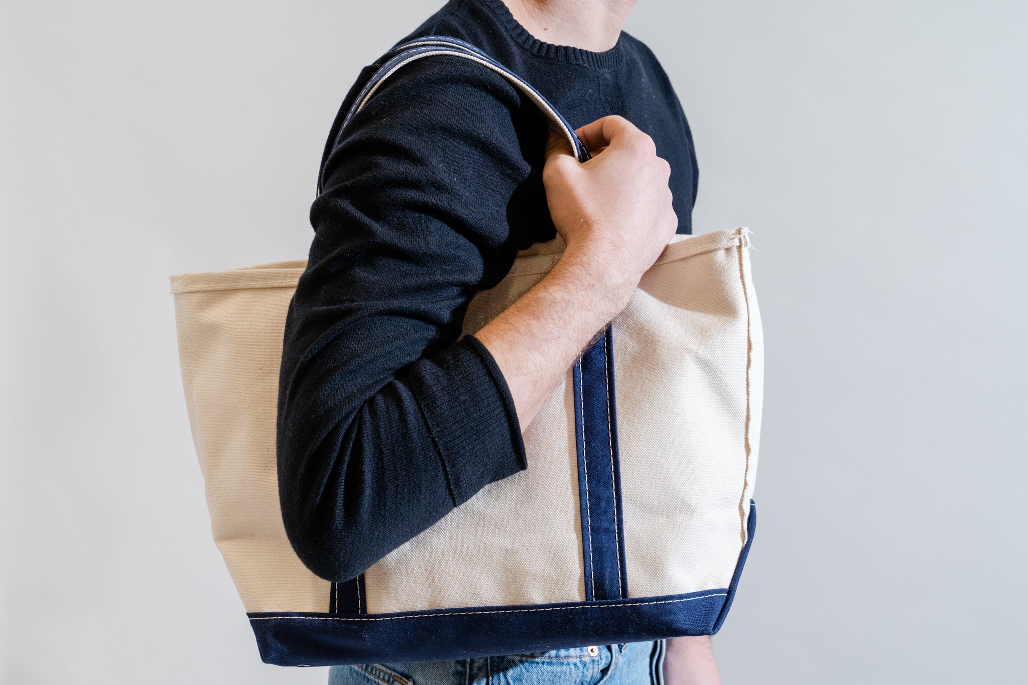 Structured tote made from heavier canvas: L.L.Bean Boat and Tote